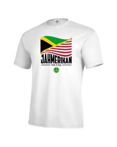 Jahmerikan T-Shirt with Jamaican USA Flag Fusion & Tek It Ezi Slogan